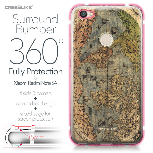 Xiaomi Redmi Note 5A case World Map Vintage 4608 Bumper Case Protection | CASEiLIKE.com