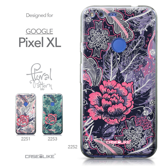 Google Pixel XL case Vintage Roses and Feathers Blue 2252 Collection | CASEiLIKE.com