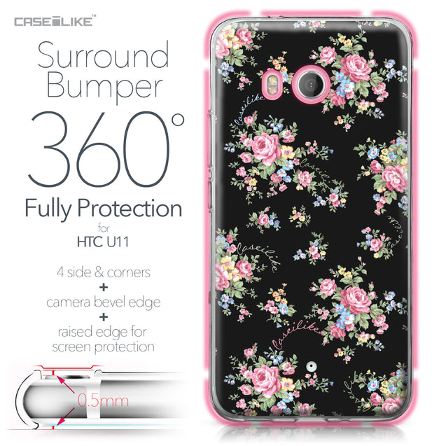 HTC U11 case Floral Rose Classic 2261 Bumper Case Protection | CASEiLIKE.com