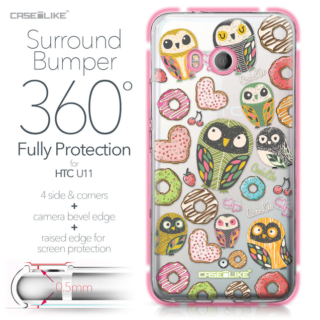 HTC U11 case Owl Graphic Design 3315 Bumper Case Protection | CASEiLIKE.com