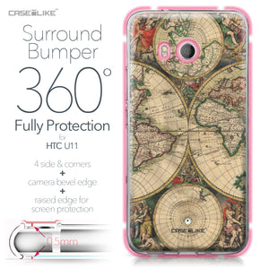 HTC U11 case World Map Vintage 4607 Bumper Case Protection | CASEiLIKE.com