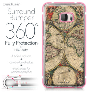 HTC U Ultra case World Map Vintage 4607 Bumper Case Protection | CASEiLIKE.com