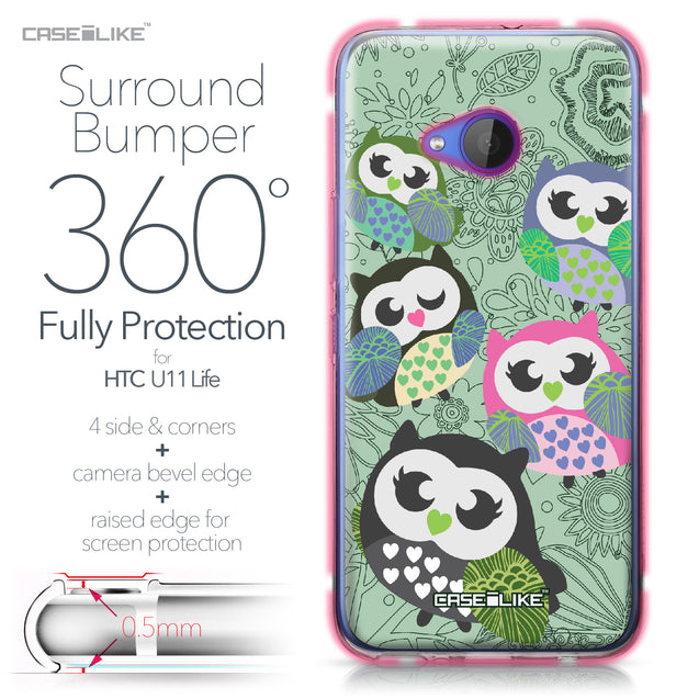 HTC U11 Life case Owl Graphic Design 3313 Bumper Case Protection | CASEiLIKE.com
