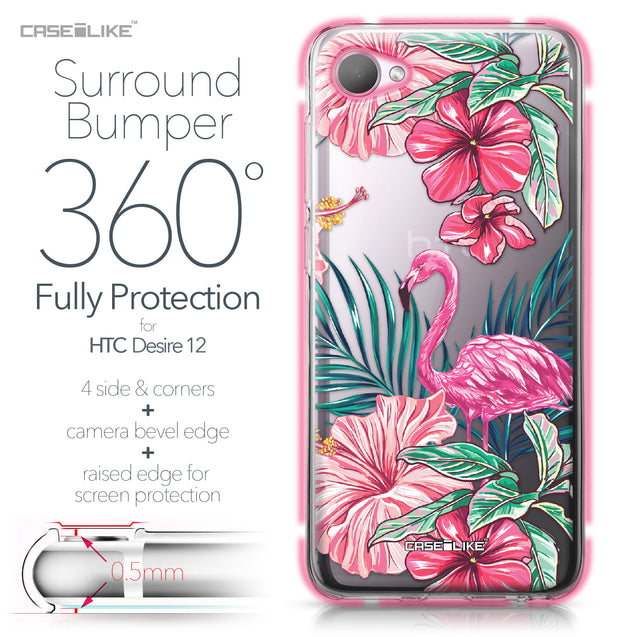 HTC Desire 12 case Tropical Flamingo 2239 Bumper Case Protection | CASEiLIKE.com