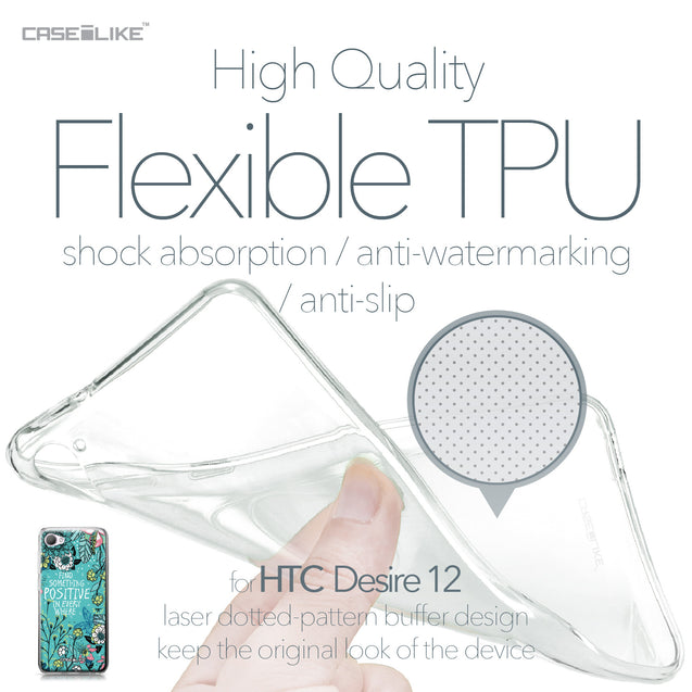 HTC Desire 12 case Blooming Flowers Turquoise 2249 Soft Gel Silicone Case | CASEiLIKE.com
