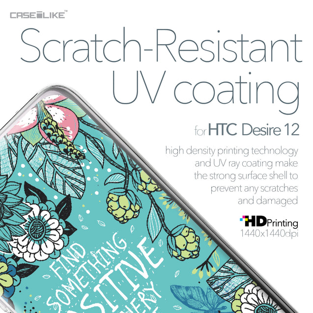 HTC Desire 12 case Blooming Flowers Turquoise 2249 with UV-Coating Scratch-Resistant Case | CASEiLIKE.com