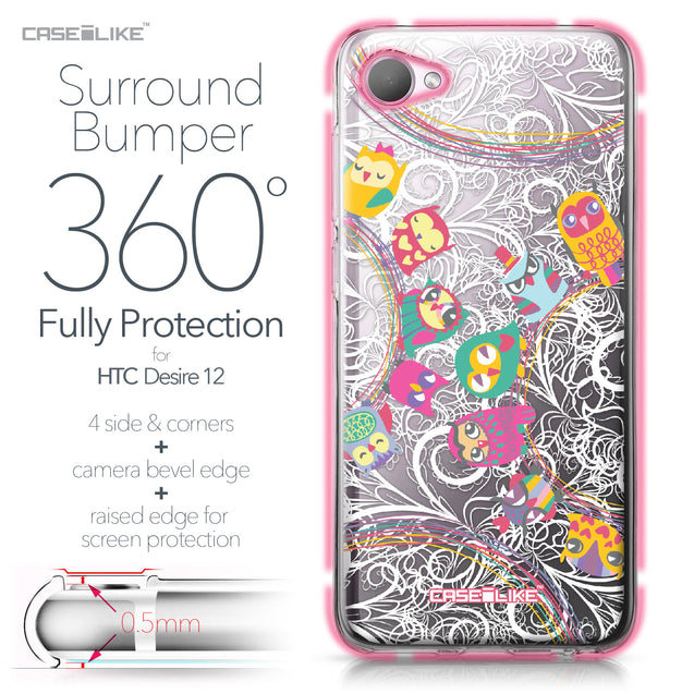 HTC Desire 12 case Owl Graphic Design 3316 Bumper Case Protection | CASEiLIKE.com