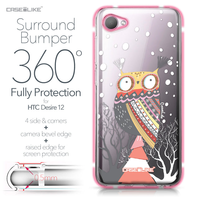 HTC Desire 12 case Owl Graphic Design 3317 Bumper Case Protection | CASEiLIKE.com