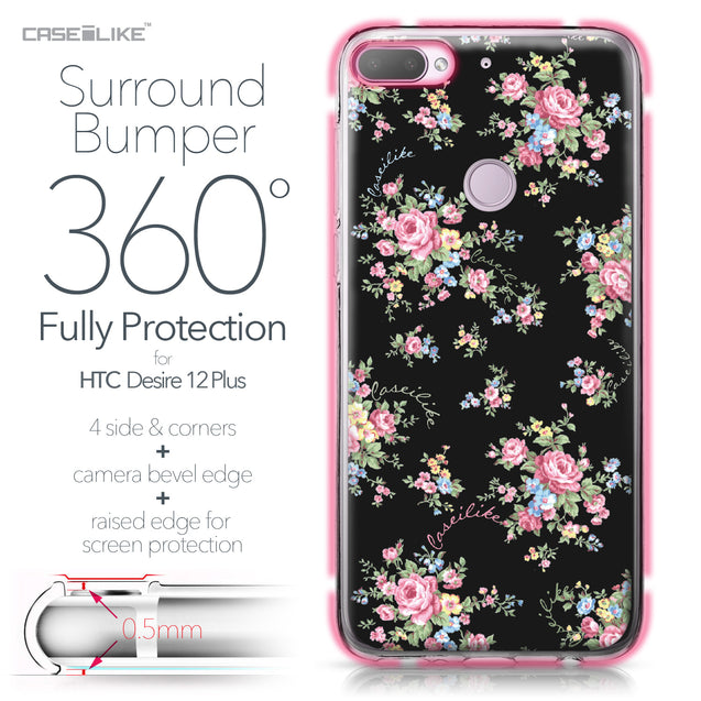 HTC Desire 12 Plus case Floral Rose Classic 2261 Bumper Case Protection | CASEiLIKE.com