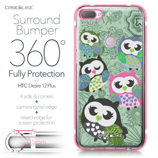 HTC Desire 12 Plus case Owl Graphic Design 3313 Bumper Case Protection | CASEiLIKE.com