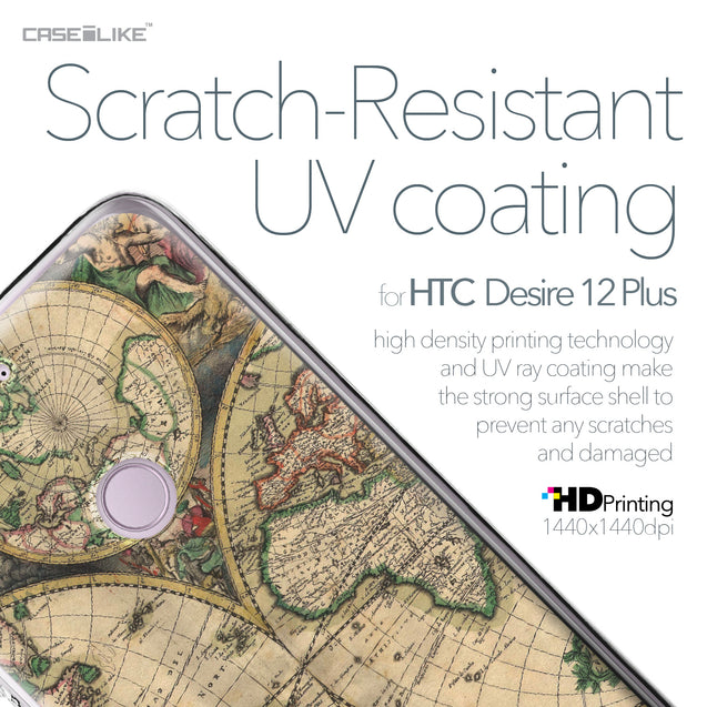 HTC Desire 12 Plus case World Map Vintage 4607 with UV-Coating Scratch-Resistant Case | CASEiLIKE.com