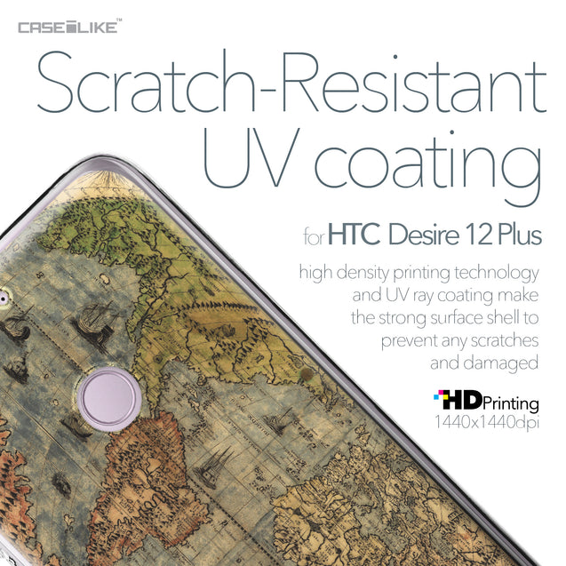 HTC Desire 12 Plus case World Map Vintage 4608 with UV-Coating Scratch-Resistant Case | CASEiLIKE.com