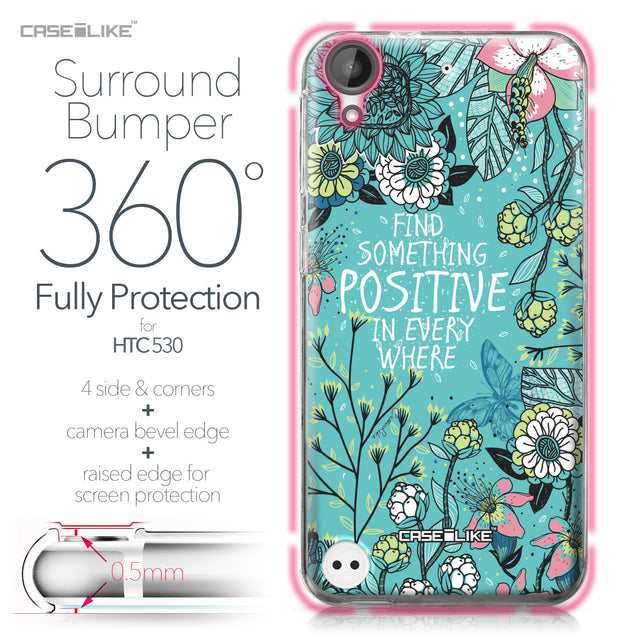 HTC Desire 530 case Blooming Flowers Turquoise 2249 Bumper Case Protection | CASEiLIKE.com