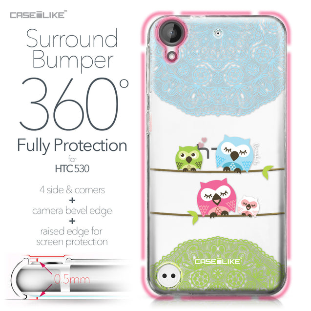 HTC Desire 530 case Owl Graphic Design 3318 Bumper Case Protection | CASEiLIKE.com