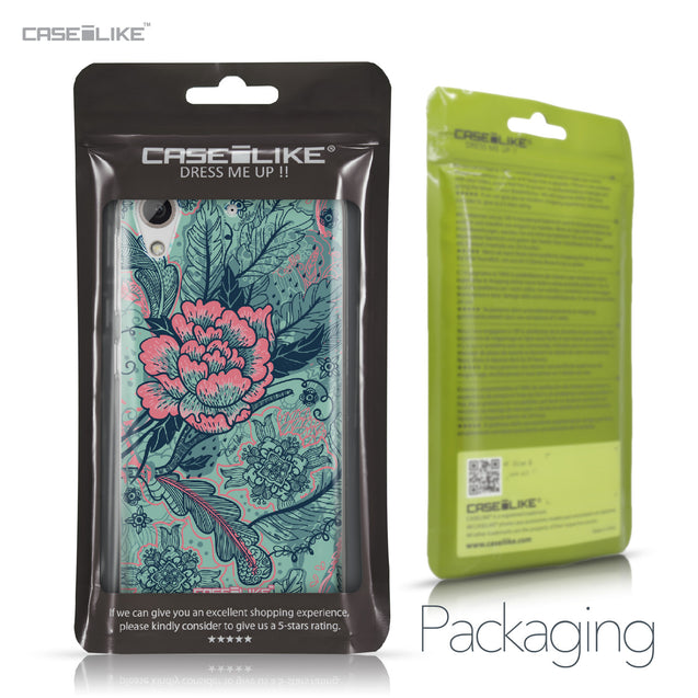 HTC Desire 626 case Vintage Roses and Feathers Turquoise 2253 Retail Packaging | CASEiLIKE.com