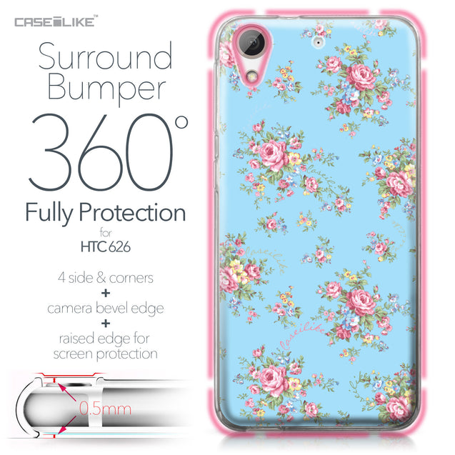 HTC Desire 626 case Floral Rose Classic 2263 Bumper Case Protection | CASEiLIKE.com