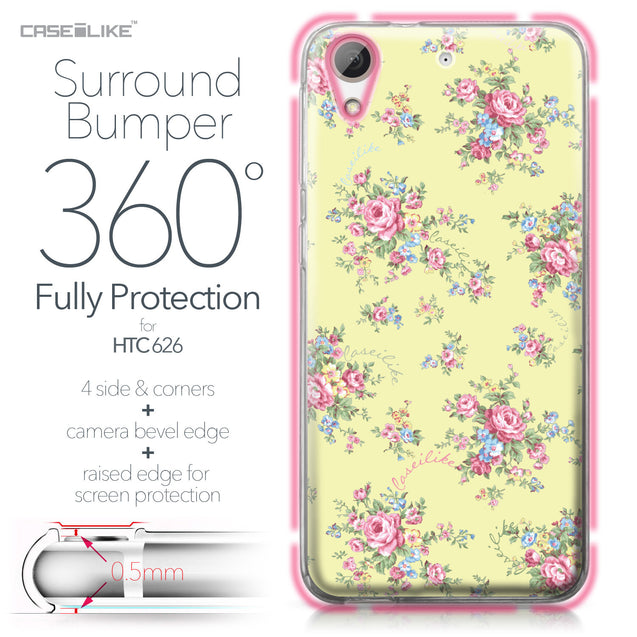 HTC Desire 626 case Floral Rose Classic 2264 Bumper Case Protection | CASEiLIKE.com