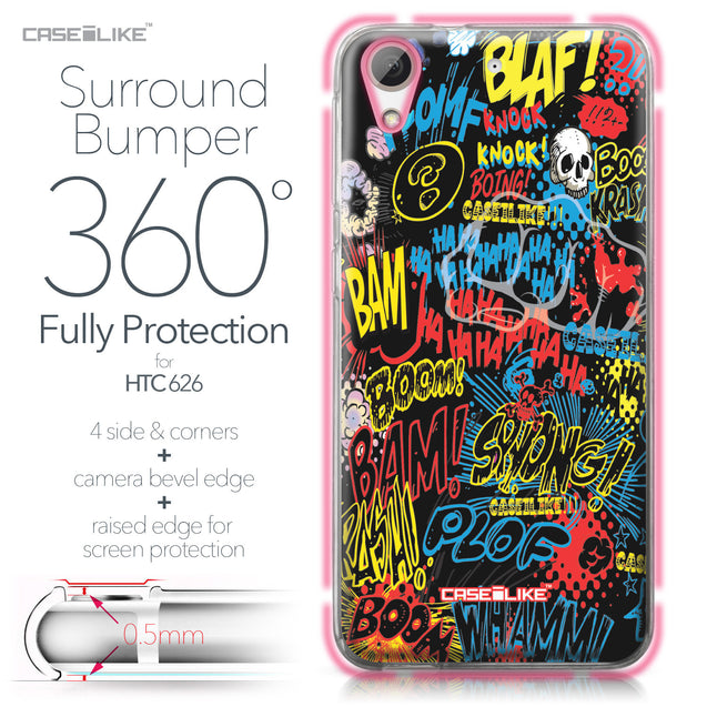 HTC Desire 626 case Comic Captions Black 2915 Bumper Case Protection | CASEiLIKE.com
