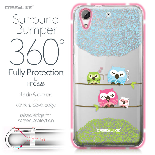 HTC Desire 626 case Owl Graphic Design 3318 Bumper Case Protection | CASEiLIKE.com