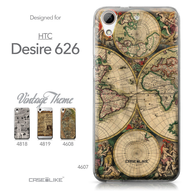 HTC Desire 626 case World Map Vintage 4607 Collection | CASEiLIKE.com