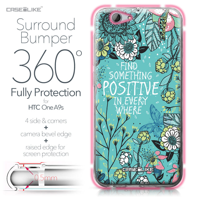 HTC One A9s case Blooming Flowers Turquoise 2249 Bumper Case Protection | CASEiLIKE.com