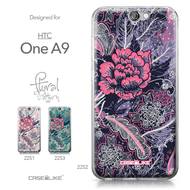 HTC One A9 case Vintage Roses and Feathers Blue 2252 Collection | CASEiLIKE.com