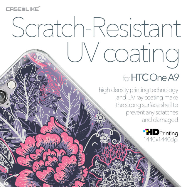 HTC One A9 case Vintage Roses and Feathers Blue 2252 with UV-Coating Scratch-Resistant Case | CASEiLIKE.com