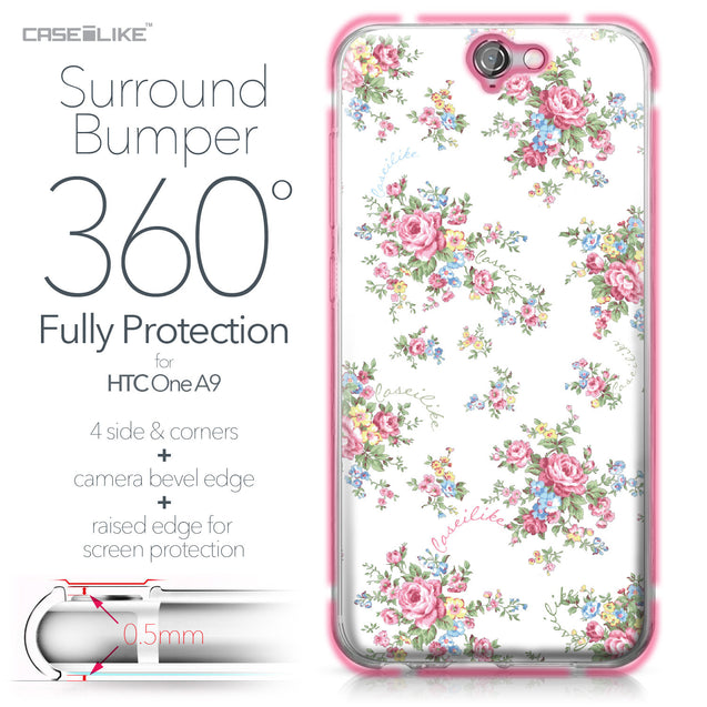 HTC One A9 case Floral Rose Classic 2260 Bumper Case Protection | CASEiLIKE.com