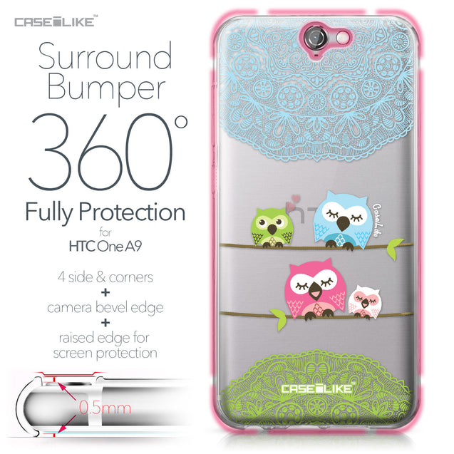 HTC One A9 case Owl Graphic Design 3318 Bumper Case Protection | CASEiLIKE.com