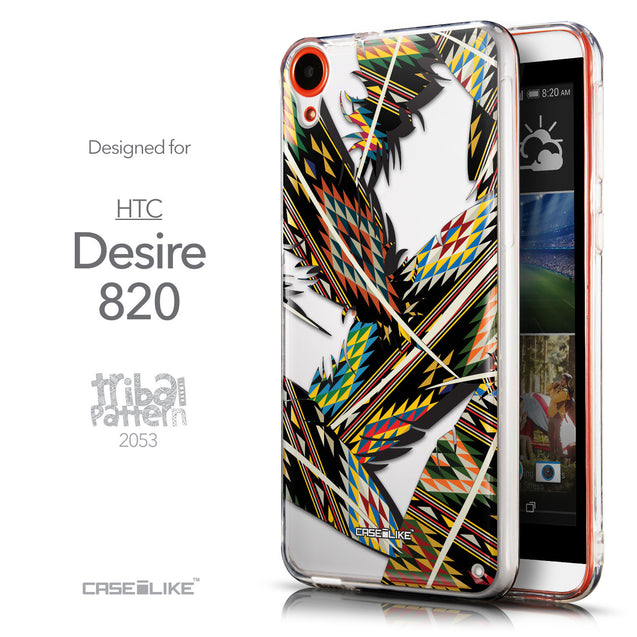 Front & Side View - CASEiLIKE HTC Desire 820 back cover Indian Tribal Theme Pattern 2053