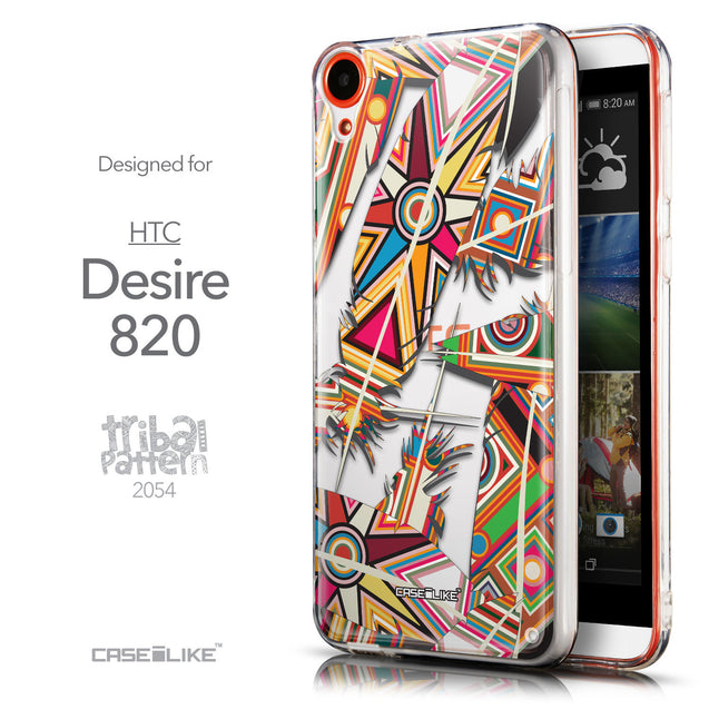 Front & Side View - CASEiLIKE HTC Desire 820 back cover Indian Tribal Theme Pattern 2054