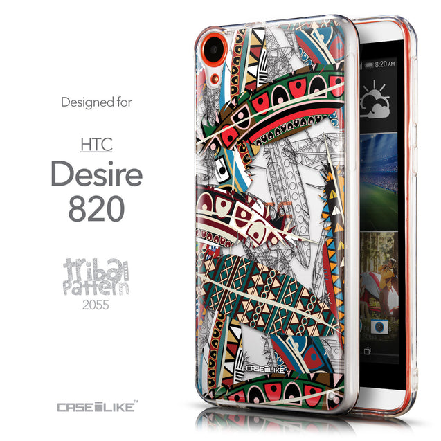 Front & Side View - CASEiLIKE HTC Desire 820 back cover Indian Tribal Theme Pattern 2055