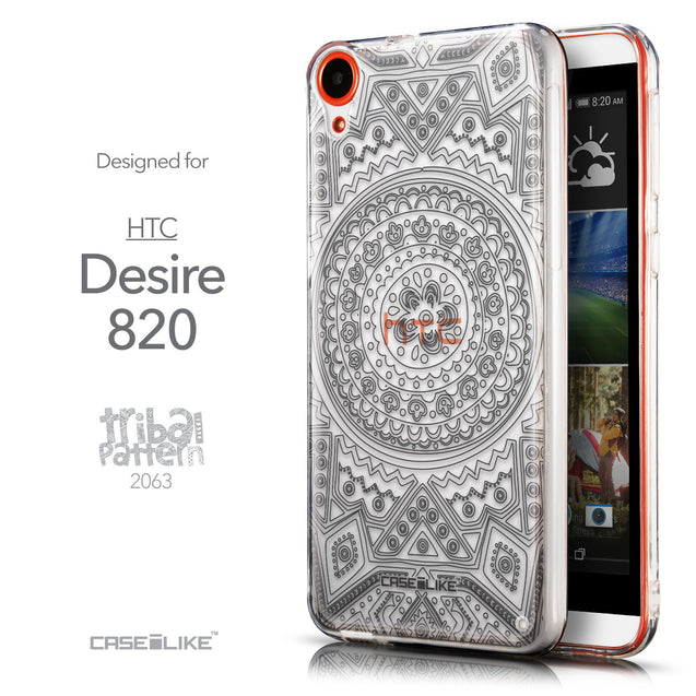 Front & Side View - CASEiLIKE HTC Desire 820 back cover Indian Line Art 2063