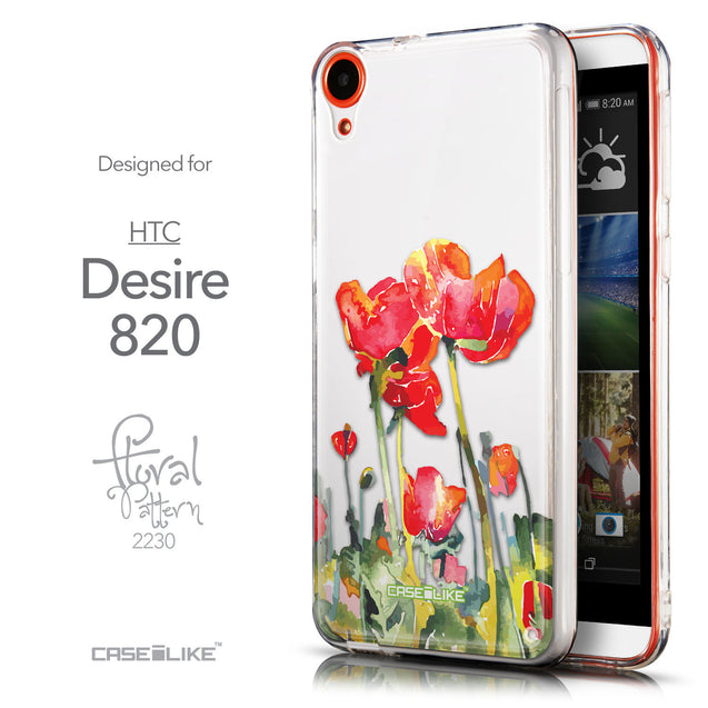 Front & Side View - CASEiLIKE HTC Desire 820 back cover Watercolor Floral 2230