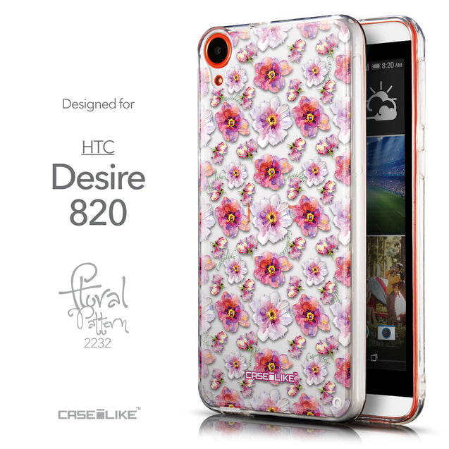 Front & Side View - CASEiLIKE HTC Desire 820 back cover Watercolor Floral 2232