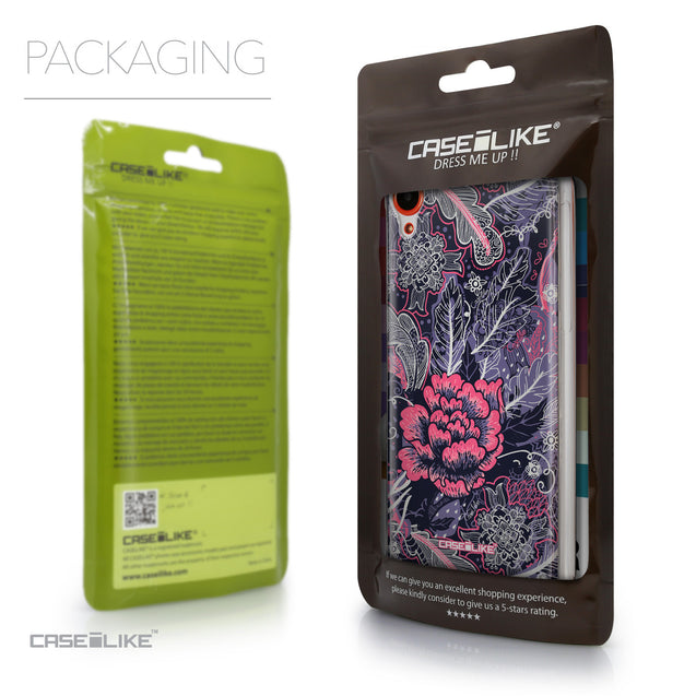 Packaging - CASEiLIKE HTC Desire 820 back cover Vintage Roses and Feathers Blue 2252