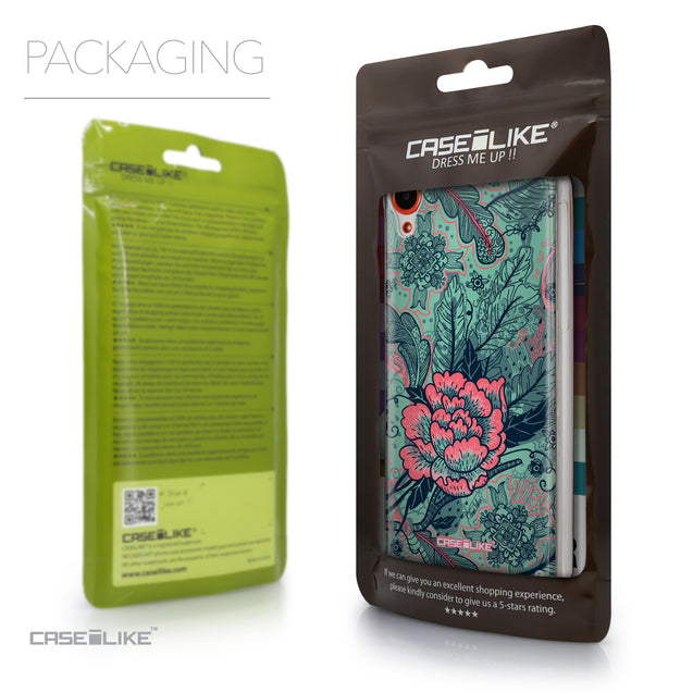 Packaging - CASEiLIKE HTC Desire 820 back cover Vintage Roses and Feathers Turquoise 2253