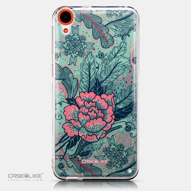 CASEiLIKE HTC Desire 820 back cover Vintage Roses and Feathers Turquoise 2253