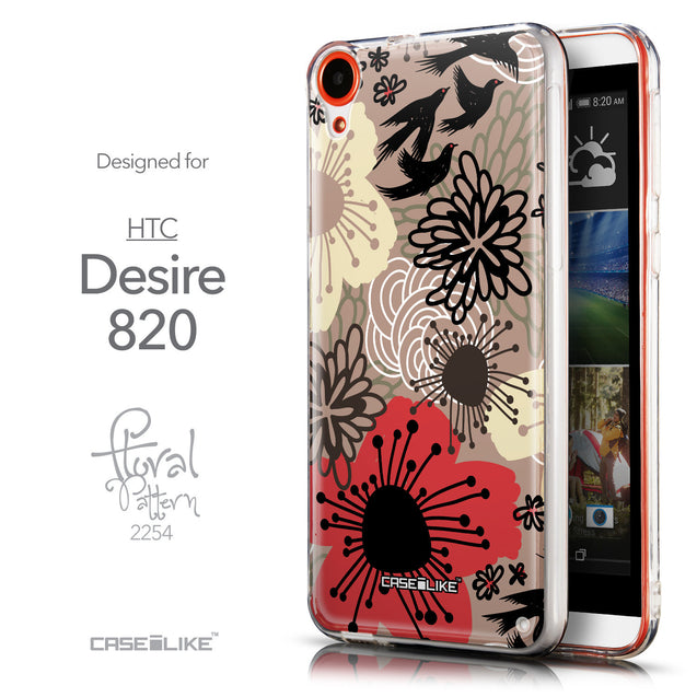 Front & Side View - CASEiLIKE HTC Desire 820 back cover Japanese Floral 2254