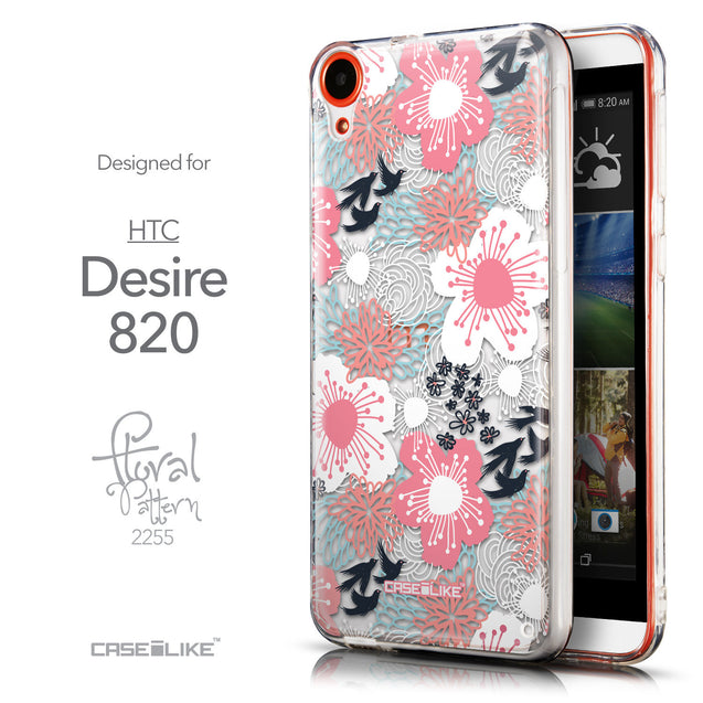 Front & Side View - CASEiLIKE HTC Desire 820 back cover Japanese Floral 2255