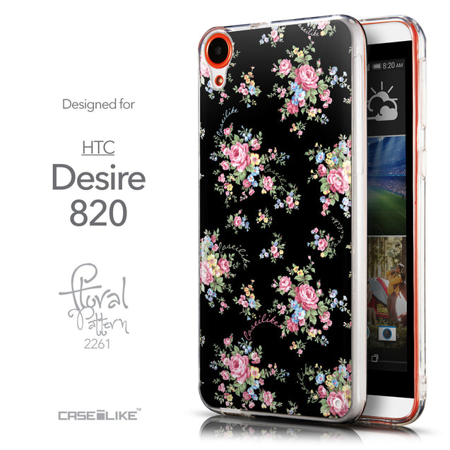 Front & Side View - CASEiLIKE HTC Desire 820 back cover Floral Rose Classic 2261