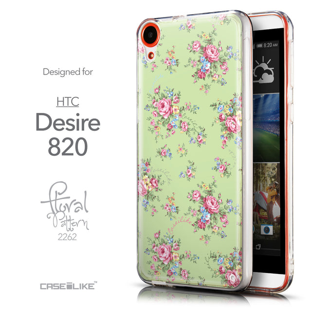 Front & Side View - CASEiLIKE HTC Desire 820 back cover Floral Rose Classic 2262