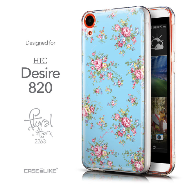 Front & Side View - CASEiLIKE HTC Desire 820 back cover Floral Rose Classic 2263