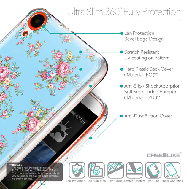 Details in English - CASEiLIKE HTC Desire 820 back cover Floral Rose Classic 2263