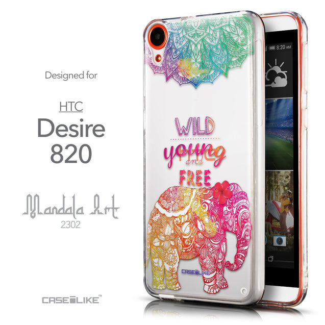 Front & Side View - CASEiLIKE HTC Desire 820 back cover Mandala Art 2302
