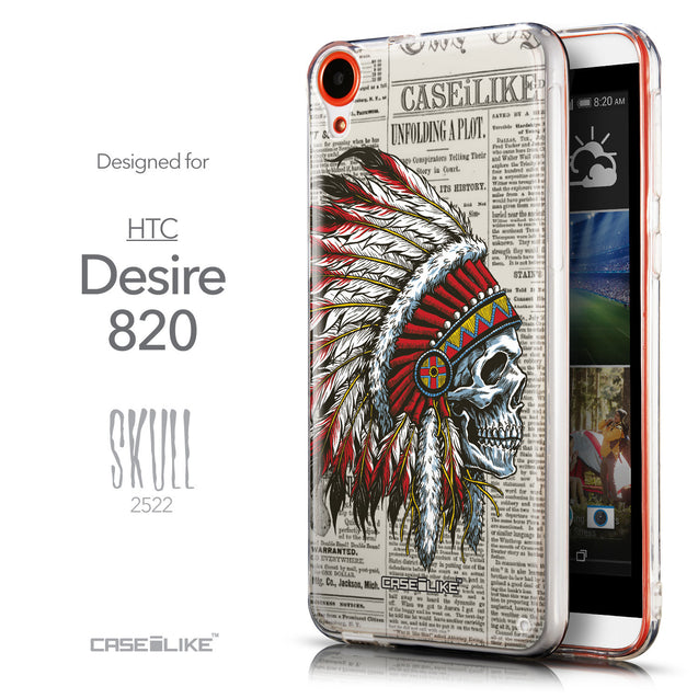 Front & Side View - CASEiLIKE HTC Desire 820 back cover Art of Skull 2522