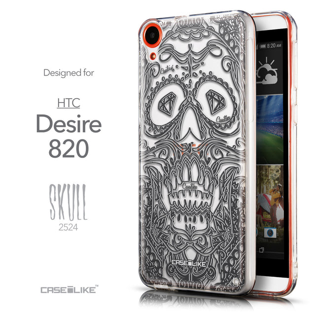 Front & Side View - CASEiLIKE HTC Desire 820 back cover Art of Skull 2524