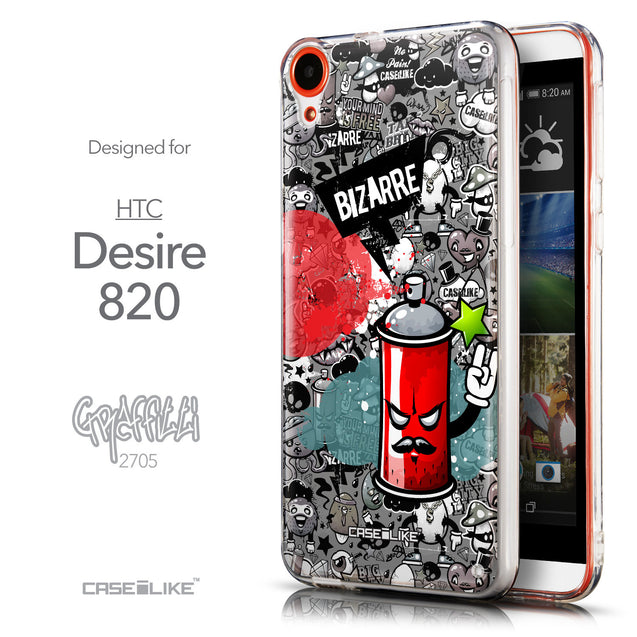 Front & Side View - CASEiLIKE HTC Desire 820 back cover Graffiti 2705