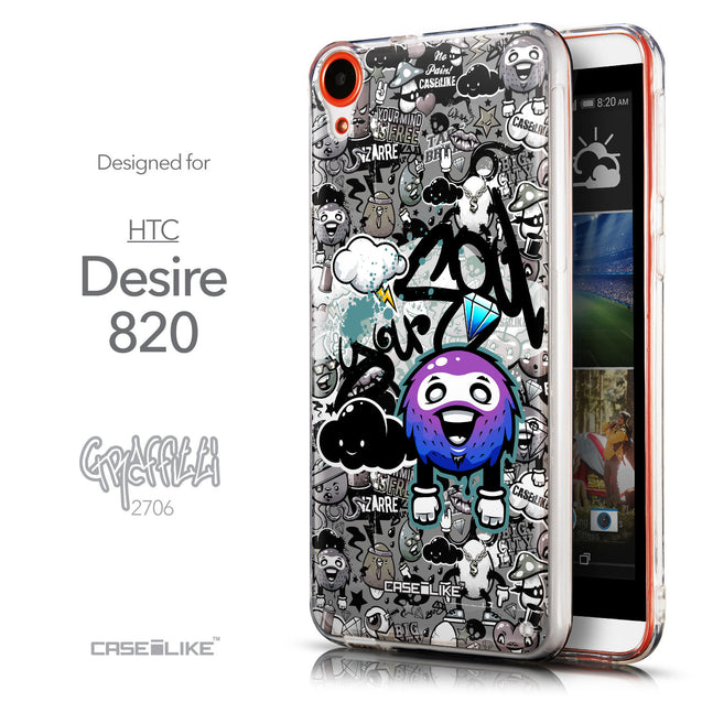 Front & Side View - CASEiLIKE HTC Desire 820 back cover Graffiti 2706