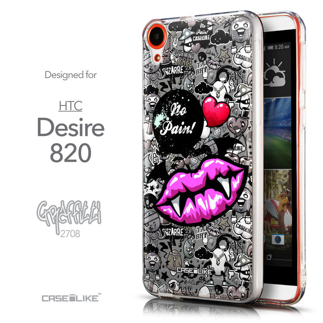 Front & Side View - CASEiLIKE HTC Desire 820 back cover Graffiti 2708